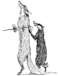 Reynard the Fox and his nephew, Grimbard the badger walk together through the court of animals.