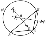 Illustration used to circumscribe a circle about a given triangle.