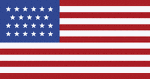 Color illustration of a 23 Star United States flag. The additional stars represent the states of Alabama and Maine. This flag was in use from July 04, 1820 until July 3, 1822.