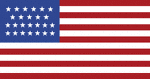 Color illustration of a 25 Star United States flag. The additional star represents the state of Arkansas. This flag was in use from July 04, 1836 until July 3, 1837.