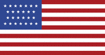 Color illustration of a 26 Star United States flag. The additional star represents the state of Michigan. This flag was in use from July 04, 1837 until July 3, 1845.