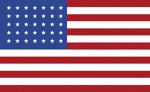 Color illustration of a 35 Star United States flag. The additional star represents the state of West Virginia. This flag was in use from July 04, 1863 until July 3, 1865.