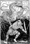 In Norse mythology, Siegfried is a brave young man who is raised by the dwarf, Regin. He decides that he wants to do something important and goes into the cave where the dragon lives. He battles and slays the dragon.