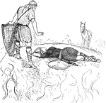 In Norse mythology, Siegfried is a brave young man who comes upon a hill filled with fire. He runs straight through the flames to find Brunhild, a shieldmaiden, sleeping until someone was brave enough to find her.