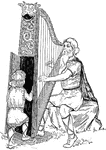 In Norse mythology, Aslog, daughter of Siegfried and Brunhild, becomes an orphan and is adopted by an old harp player, Heimir. Concerned about her safety, Heimir hides Aslog in his harp.