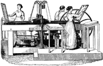 "Treadwell's wooden-frame bed and platen power press, 1822." -Hill, 1921