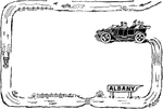 A page border made out of a road with cars zooming around.