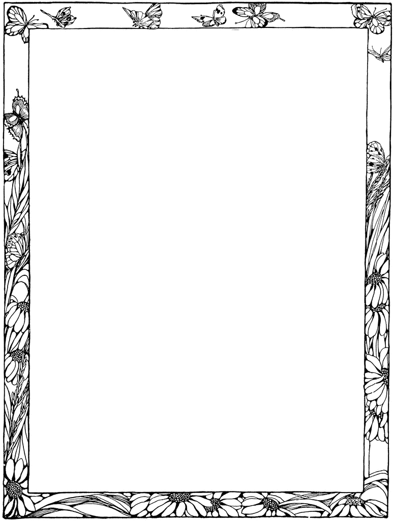 butterfly border clip art black and white