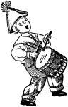An illustration of a little boy playing a drum.