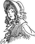 An illustration of a girl wearing a bonnet.