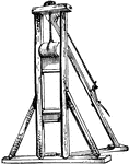 The guillotine was a device used for carrying out executions by decapitation. It consists of a tall upright frame from which a blade is suspended. This blade is raised with a rope and then allowed to drop, severing the victim's head from his or her body.