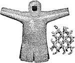 An illustration a hauberk, shirt made of chain mail.