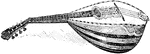 A mandolin is a musical instrument in the lute family (plucked, or strummed). It is descended from the mandore, a soprano member of the lute family. It has a body with a teardrop-shaped soundboard, or one which is essentially oval in shape, with a soundhole, or soundholes, of varying shapes which are open and are not decorated with an intricately carved grille like the Baroque era mandolins.