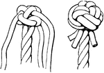 A Manrope knot is a decorative kind of rope button. The original use of a manrope knot was to put at the end of the ropes on either side of a gangway leading onto a ship. This knot is often confused with a Turks head knot, as both knots have a basket weave pattern.