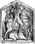 A Roman rider battling a Sueve. Suevi were Germanic people that posed a threat to the Romans.