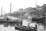 Sailboats at wharves in Panama, Central America.