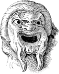An illustration of a mask from the statue of Thalia.