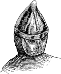 An illustration of a 13th century mask of steel.