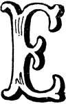 An illustration of a decorative letter E.