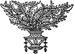 An illustration of a vase with branches doodad.