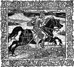 The Glittering Plain is a fantasy story by William Morris. This illustration shows one of the story's scenes. It was created by English artist Walter Crane.