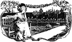 This is an illustration of a Nursery Rhymes book by artist Paul Woodroffe in 1895. The drawing shows a lady sitting in a park.