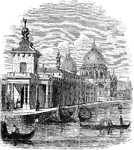 "The most noteworthy of the successors of Palladio at Venice were Scamozzi, and Longhena, the architect of the Della Salute church.Some of the churches of this style retain the Byzantine system of the Greek cross with barrel-vaultings and a central dome resting on four pillars or piers. Others, again, have the form of the basilica but with a system of their own, which produces a beautiful effect. This system consists of smaller domes in the aisles, all resting on pierces masses of masonry with barrel-vaultings connected with them, as, for instance San Salvador."The Basilica di Santa Maria della Salute (Basilica of St Mary of Health/Salvation), commonly known simply as the Salute, is a famous church in Venice, placed scenically at a narrow finger of land which lies between the Grand Canal and the Bacino di San Marco on the lagoon, visible as one enters the Piazza San Marco from the water. While it has the status of a minor basilica, its decorative and distinctive profile and location make it among the most photographed churches in Italy.