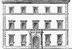 This image "presents a type of the majority of the palaces if the Roman Renaissance style, at least so far as regards the architectural features and their arrangement; for the most important palaces in this style are both more imposing by their great length, whilst at the same time they are less simple and less correct in their details."The Verospi Palace, or The Palazzo Verospi, is located on the main street in Rome, the Via Del Corso.