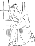 This is a woman seated near a window peering outside.