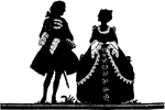 This is a black and white silhouette of a man and a woman.