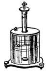 Coulomb's torsion balance is in the shape of a cylinder with the pan inside.