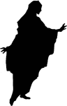 This is a 13th century fashion silhouette. It shows a woman outlined in black wearing a 13th century dress.