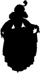 This is a 16th century fashion silhouette. It shows a woman outlined in black wearing a 16th century dress.