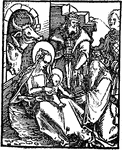 The Hortulus Animae is one of a series of woodcuts that was created by German Renaissance artist Hans Baldung Grun in 1511. It depicts Jesus, Mary and the three wise men. A woodcut is made by carving a wooden block to the desired design, and then rolling ink over the carved block to print the design on paper.