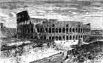 This Roman Colosseum is located in Rome, Italy. It is the largest elliptical amphitheater that was built during the Roman Empire. Its construction was completed in 80 A.D. during the rule of Emperor Titus. The Colosseum was used for Gladiator contests and public spectacles.