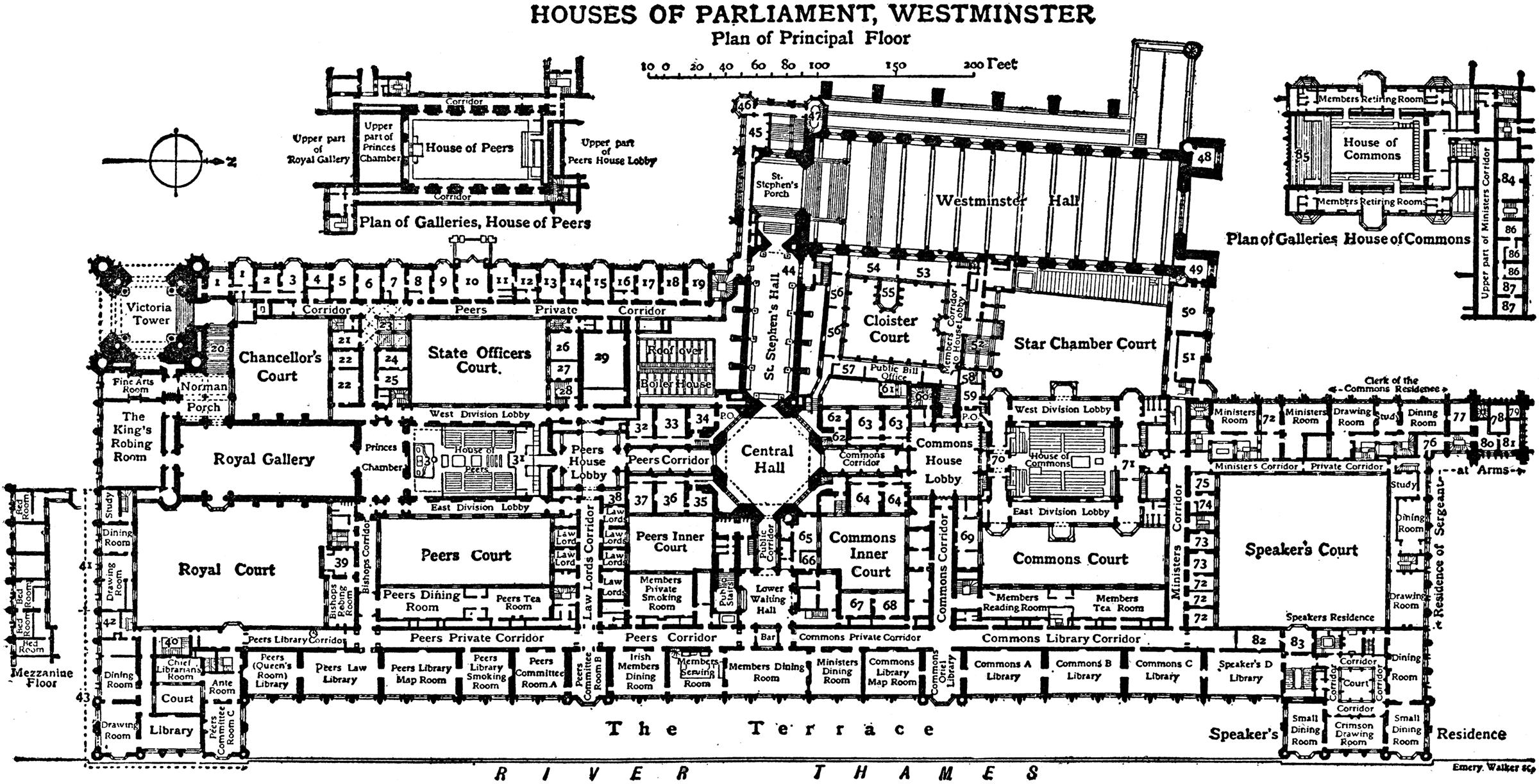 Houses of Parliament, Westminster; Plan of Principal Floor
