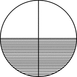 A circle divided into quarters with two quarters shaded.