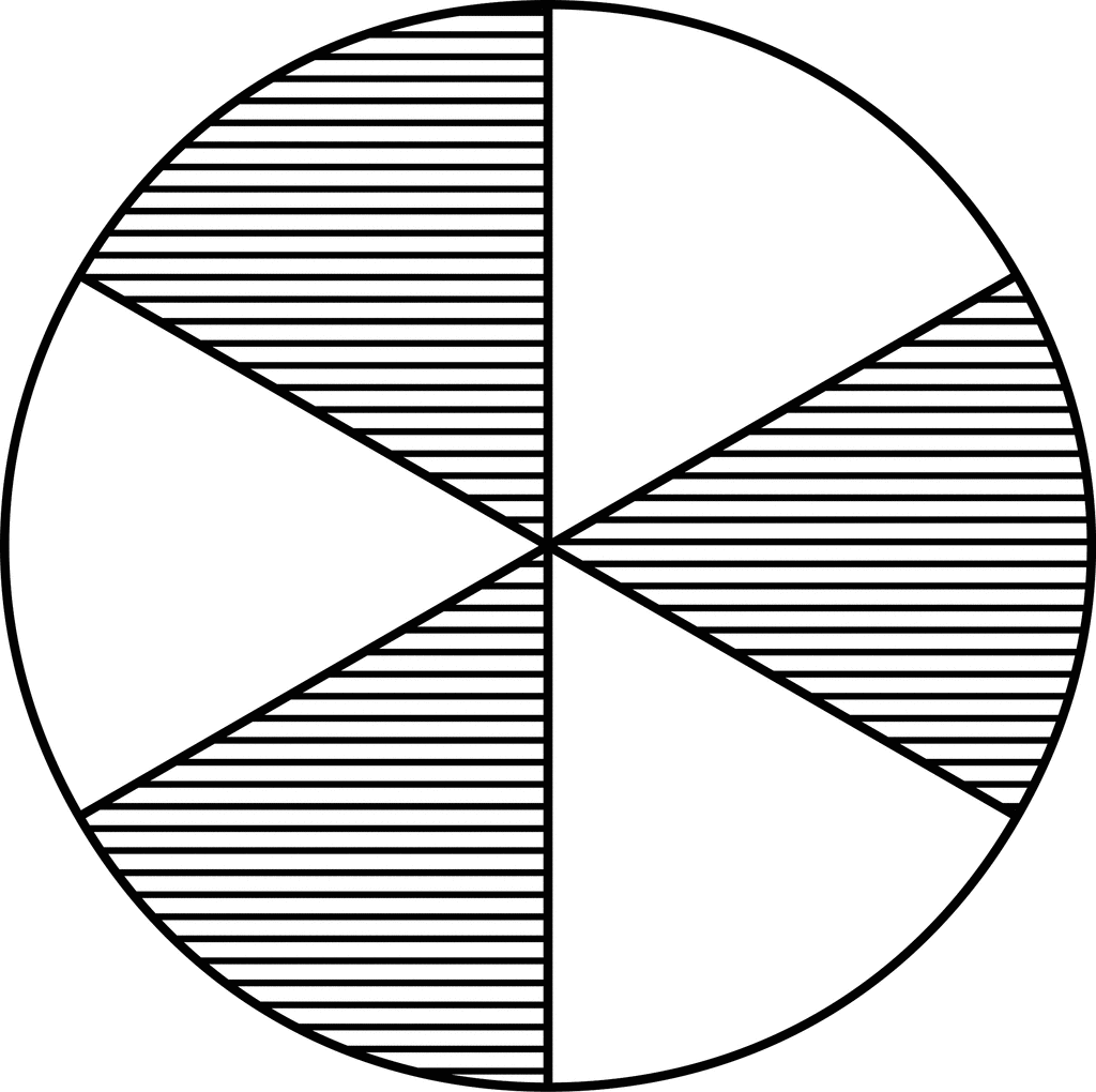 Fraction Pie Divided into Sixths