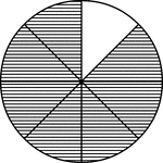 A circle divided into eighths with seven eighths shaded.