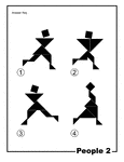 Solutions for silhouette outlines of people (runners, dancers) made from tangram pieces. Tangrams, invented by the Chinese, are used to develop geometric thinking and spatial sense. 7 figures consisting of triangles, squares, and parallelograms are used to construct the given shapes.