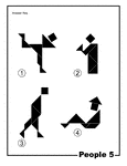 Solutions for silhouette outlines of people (ice skater, saint statue, walking man, reclining man) made from tangram pieces. Tangrams, invented by the Chinese, are used to develop geometric thinking and spatial sense. 7 figures consisting of triangles, squares, and parallelograms are used to construct the given shapes.