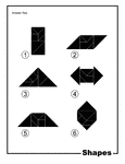 Solutions for silhouette outlines of shapes (rectangle, parallelogram, isosceles triangle, double arrow, rhombus, hexagon) made from tangram pieces. Tangrams, invented by the Chinese, are used to develop geometric thinking and spatial sense. 7 figures consisting of triangles, squares, and parallelograms are used to construct the given shapes.