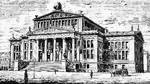 "The Berlin school, whose founder was Schinkel, the architect of the noble Berlin Theatre, and of the Museum, which is noteworthy for its magnificent fa&ccedil;ade, exhibited a decided inclination towards Grecian architecture, and strove to attain a certain purity of form, and delicacy and elegance in details, which where for the most part carried out in the Grecian style. He had to contend against a deficiency in building material. Owing to want of building-stone, the mouldings, and indeed all the architectural details, were unavoidably carried out in stucco; nor was this all, but in order to give the same durability, they were made to project as little as possible. Consequently this architectural style, with the exception of some few public buildings, seemed flat and wanting in power, especially in the case of private dwelling-houses, and frequently presented the appearance of pasteboard-work, or cabinet-work, rather than of a structural edifice. This facility also which stucco afforded for enriching the fa&ccedil;ade, caused more attention to be paid to decoration than it was entitled to, for ornament should always be kept in subservience to the main and constructive architectural forms."The Konzerthaus Berlin (once called the Schauspielhaus Berlin) is a concert hall situated on the Gendarmenmarkt square in the central Mitte district of Berlin. Since 1994 it has been the seat of the German orchestra Konzerthausorchester Berlin.The building's predecessor, the National-Theater in the Friedrichstadt suburb, was destroyed by fire in 1817. It had been designed by Carl Gotthard Langhans and inaugurated on January 1, 1802. The hall was redesigned by Karl Friedrich Schinkel between 1818 and 1821, and the new inauguration of the K&ouml;nigliches Schauspielhaus on June 18, 1821 featured the acclaimed premiere of Carl Maria von Weber's opera Der Freisch&uuml;tz. Other works that have premiered at the theatre include Undine by E. T. A. Hoffmann in 1816 and Penthesilea by Heinrich von Kleist in 1876.After World War I the Schauspielhaus reopened under the name of Preu&szlig;isches Staatstheater Berlin in October 1919. Under the direction of Leopold Jessner it soon became one of the leading theatres of the Weimar Republic, a tradtion ambivalently continued by his successor Gustav Gr&uuml;ndgens after the Nazi takeover in 1933, including his famous staging of Goethe's Faust and the premiere of Gerhart Hauptmann's tragedy Iphigenie in Delphi in 1941.Severely damaged by Allied bombing and the Battle of Berlin the building has been rebuilt from 1977 on and reopened as the concert hall of the Berliner Sinfonie-Orchester in 1984. The exterior, including many of the sculptures of composers by Christian Friedrich Tieck and Balthasar Jacob Rathgeber, is a faithful reconstruction of Schinkel's designs, while the interior was adapted in a Neoclassical style meeting the conditions of the altered use. The great hall is equipped with a notable four-manual pipe organ including 74 stops and 5811 pipes.