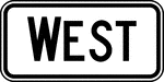 "Cardinal Direction auxiliary signs carrying the legend NORTH, EAST, SOUTH, or WEST should be used to indicate the general direction of the entire route. To improve the readability, the first letter of the cardinal direction words shall be ten percent larger, rounded up to the nearest whole number size." -Federal Highway Administration, 2007
