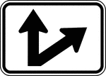 "If used, the Directional Arrow auxiliary sign shall be mounted below the route sign in directional assemblies, and displays a single- or double-headed arrow pointing in the general direction that the route follows." -Federal Highway Administration, 2007
