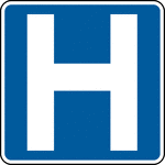 This sign indicates that a hospital is located nearby.