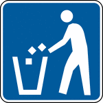 This sign is used to indicate that litter must be placed in the appropriate container, which is located nearby.