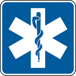This sign indicates that emergency medical services are located nearby.