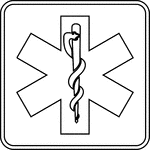 This sign indicates that emergency medical services are located nearby.