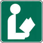 This sign indicates that a library is located nearby.